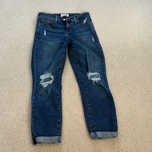 Levi's Dark Blue Ripped Boyfriend Jeans